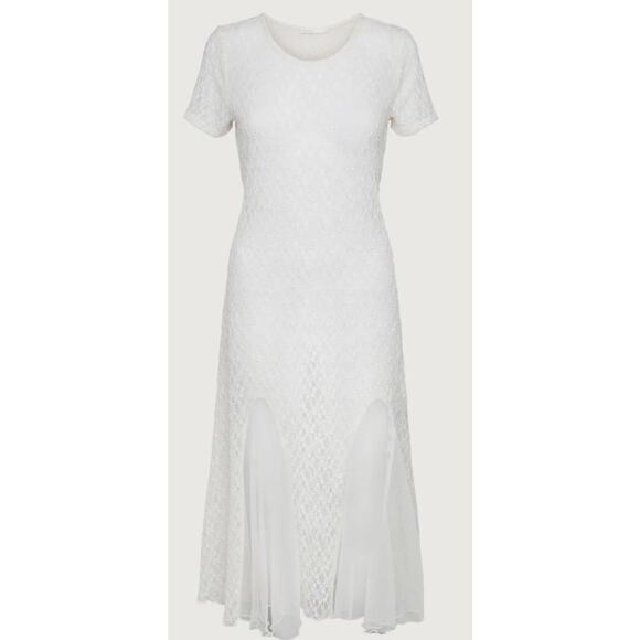 New Oak+Fort Sheer Lace Short Sleeve Midi Dress Size Small - Picture 1 of 6
